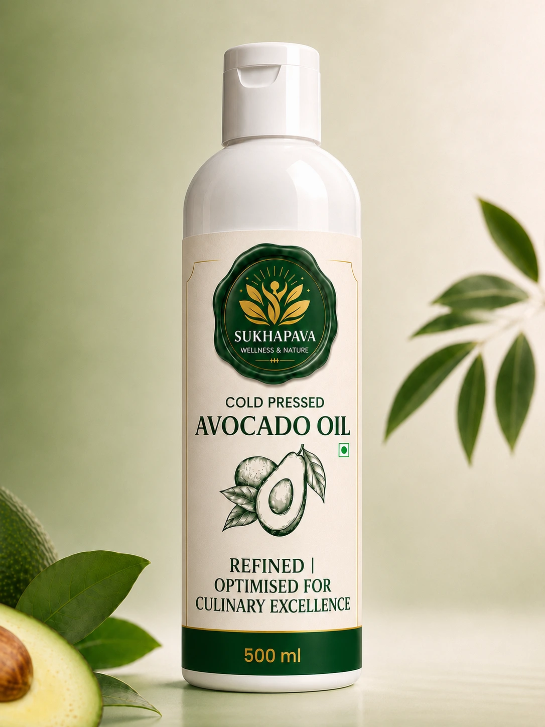 [AVAC_OIL_REF_500] Sukhapava Cold Pressed Refined Avocado Oil 500 ml