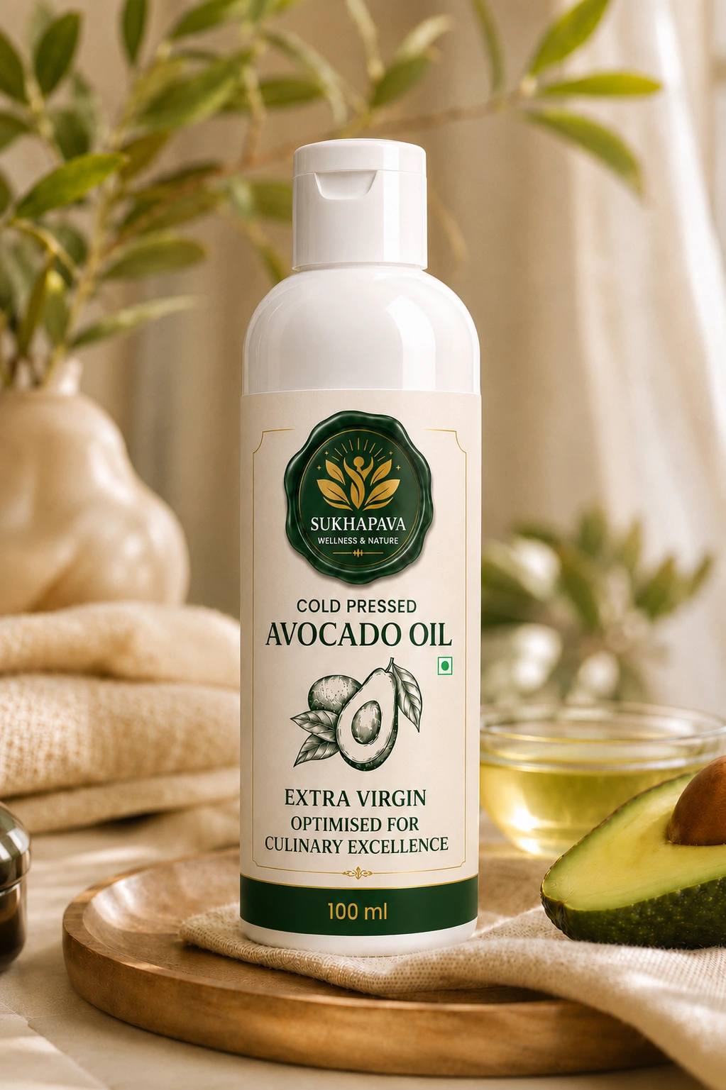 [AVAC_OIL_VER_100] Sukhapava Extra Virgin Avocado Pulp Oil 100 ml
